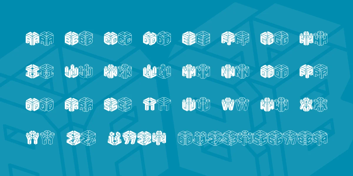 3D LET BRK Font preview 2
