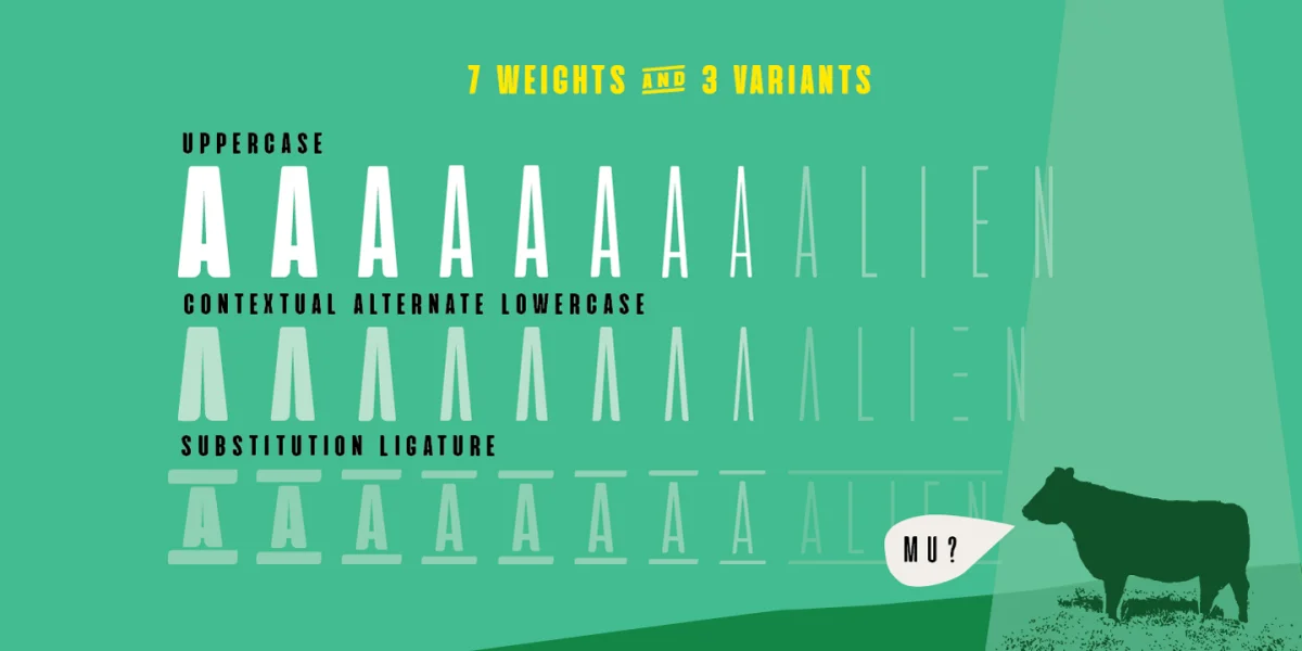 Aliens & cows Font Family preview 3