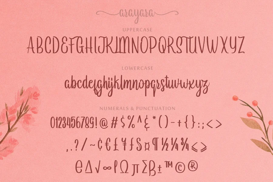 Arayara demo Font preview 5