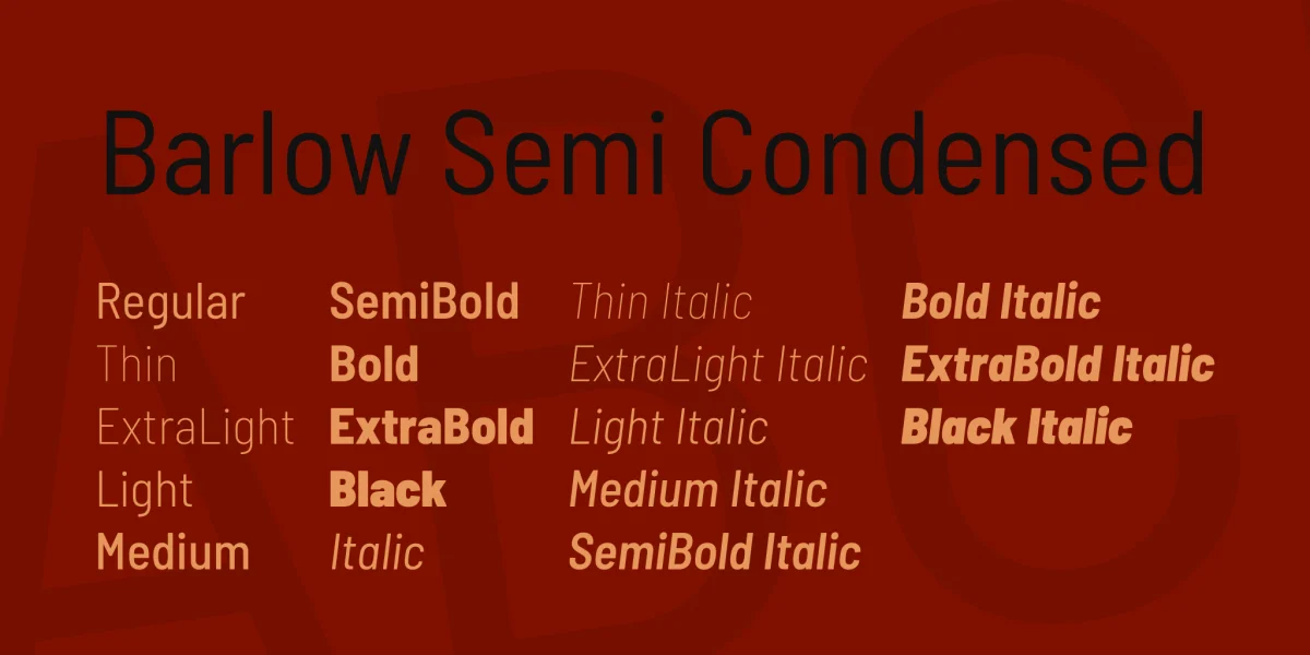 Barlow Semi Condensed Font Family