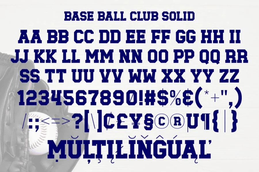 Baseball Club Solid Font preview 2