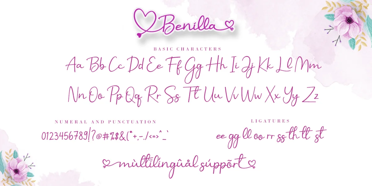 Benilla Calligraphy Font preview 7