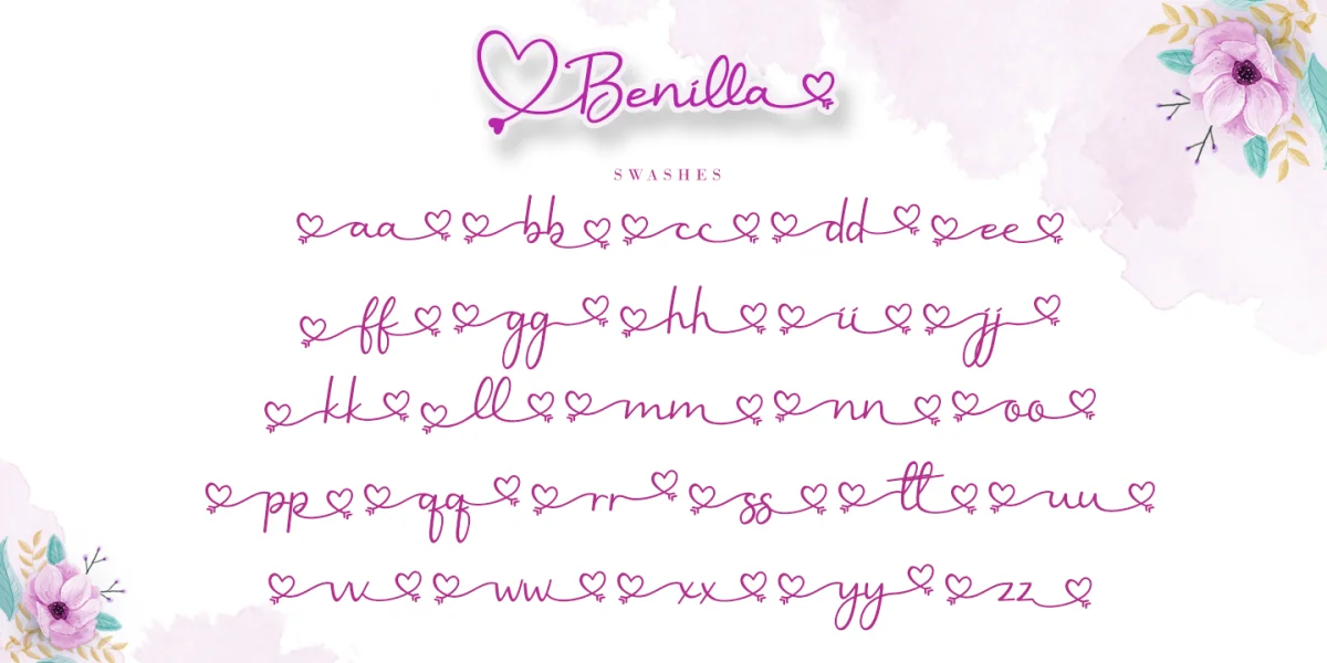 Benilla Calligraphy Font preview 8