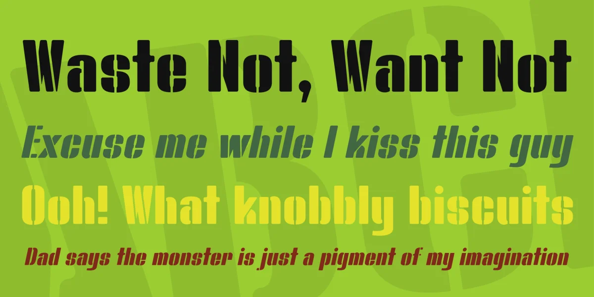 Bluefish STENCIL DEMO Font Family preview 2