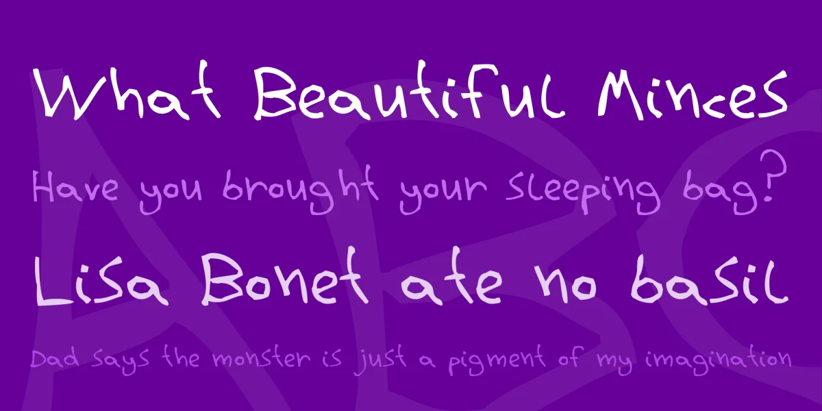 BPchildLefty Font preview 2