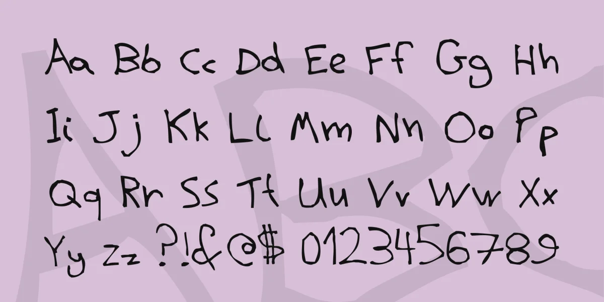 BPchildLefty Font preview 4