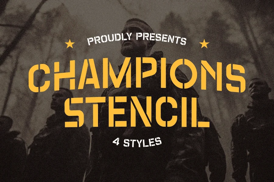 Champions Stencil Font Family
