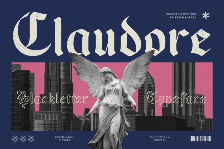 Claudore Blackletter Typeface preview 2