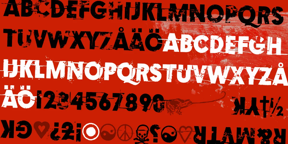 Examples of erosion Font preview 3