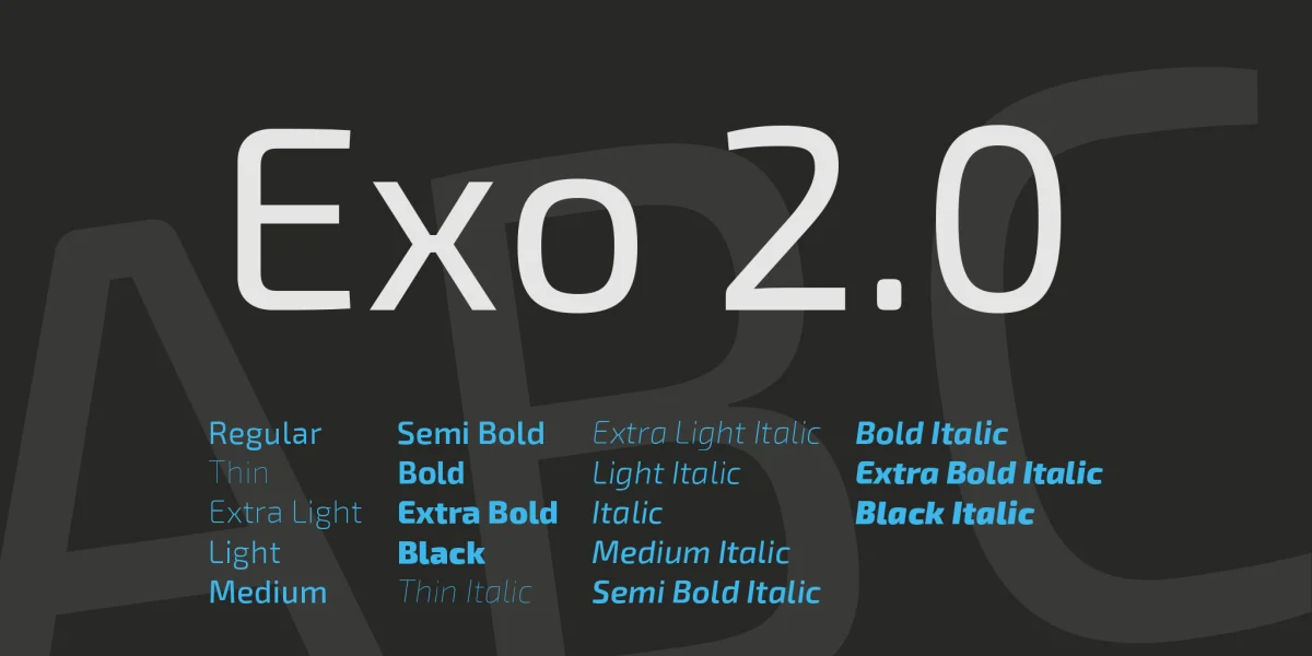 Exo 2.0 Font Family preview 2