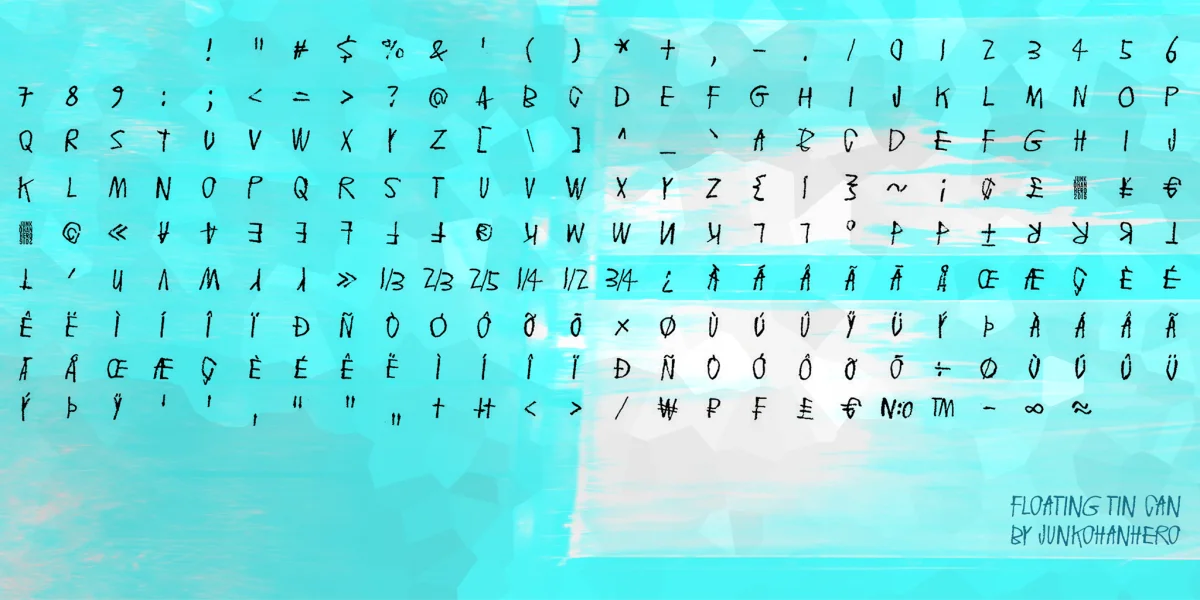 Floating tin can Font preview 4