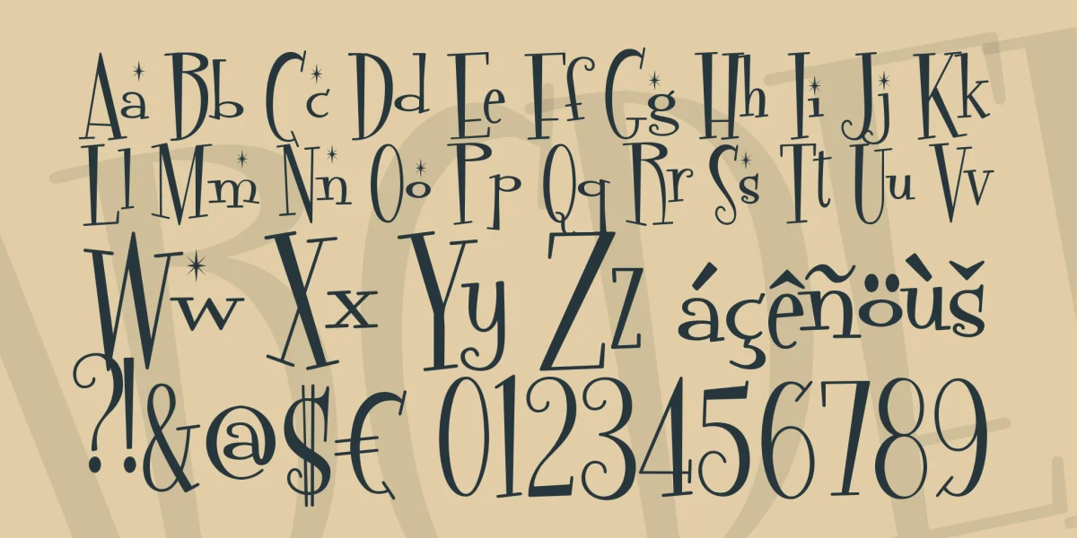 Fontdinerdotcom Sparkly Font preview 3