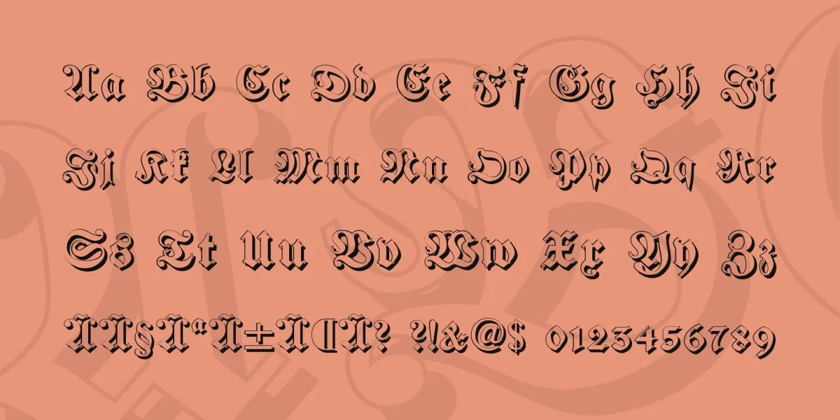 Fraktur Shadowed Font preview 2