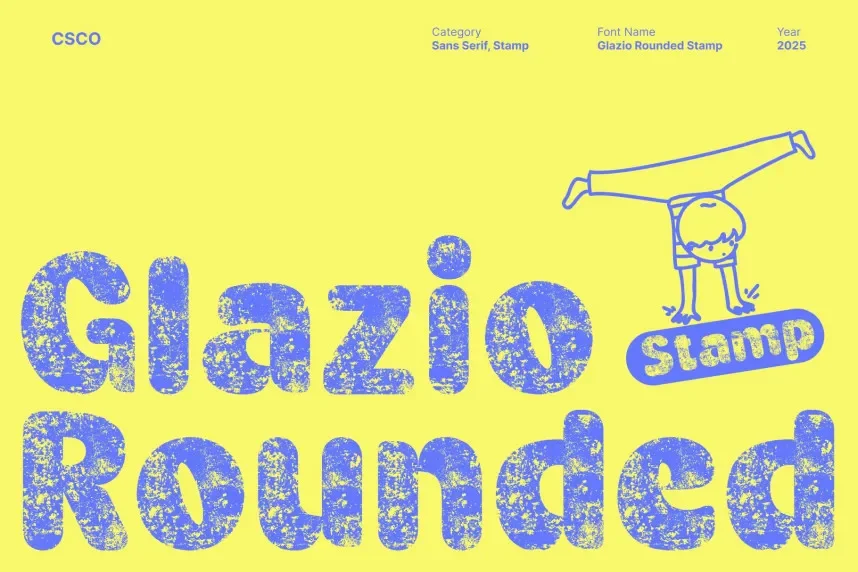 Glazio Rounded Stamp Font preview 2