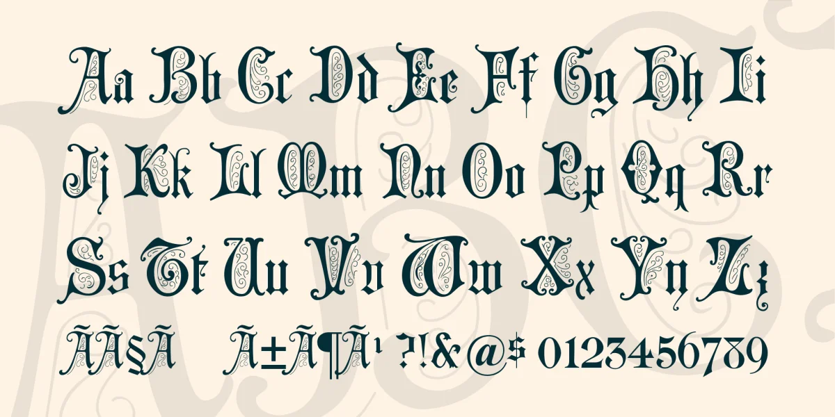 Grusskarten Gotisch Font preview 3