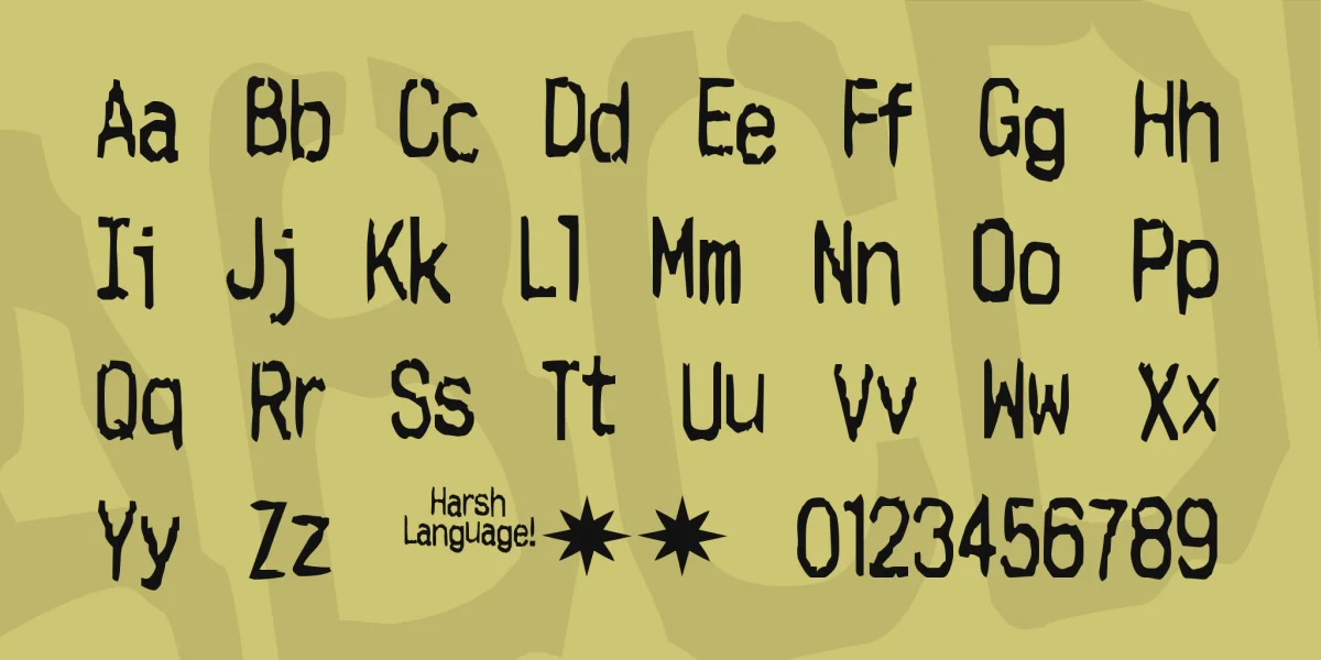 Harsh language Font Family preview 2