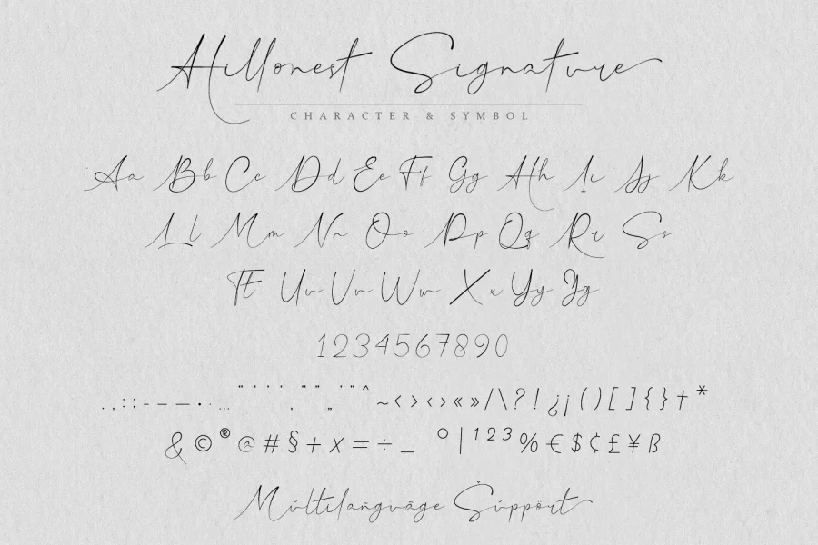 Hillonest Signature Font preview 12