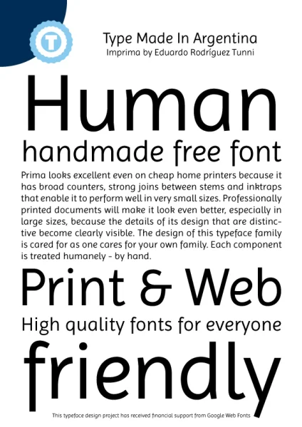 Imprima Font preview 2