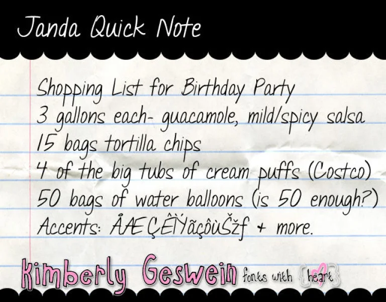 Janda Quick Note Font