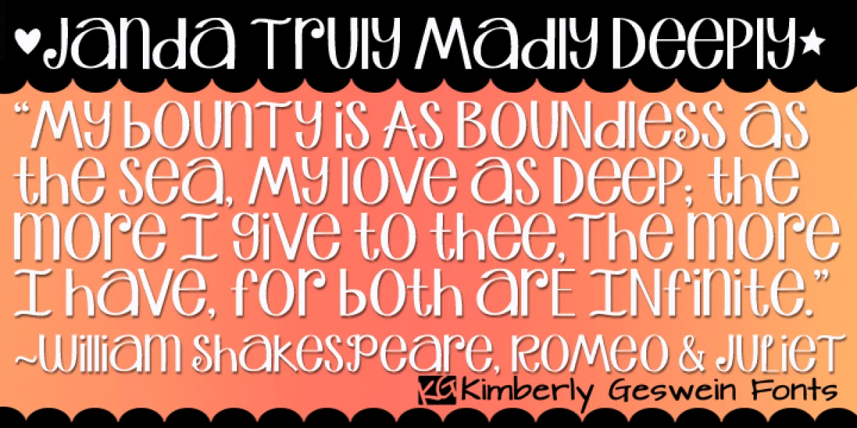Janda Truly Madly Deeply Font