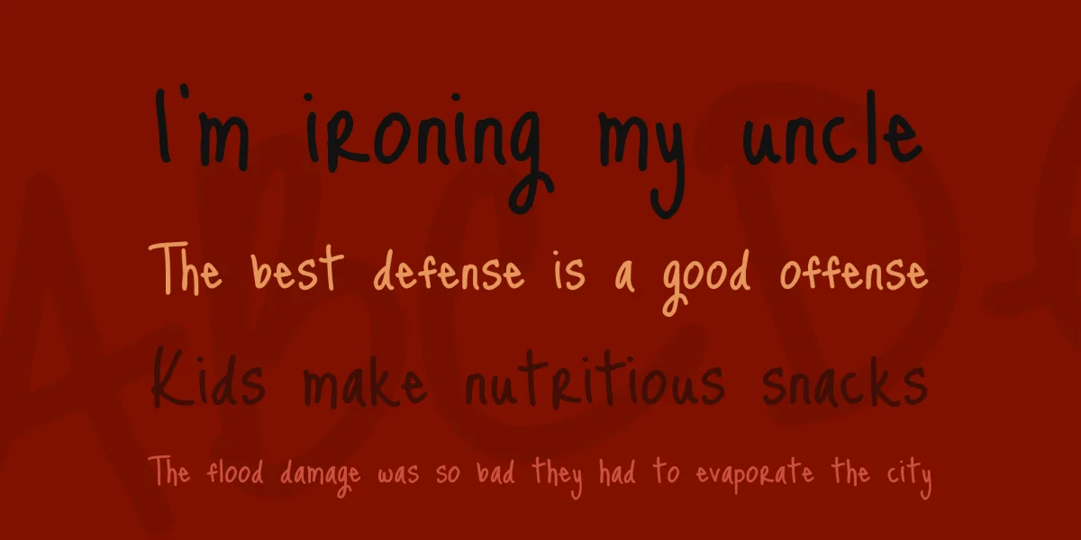 Just Me Again Down Here Font preview 2