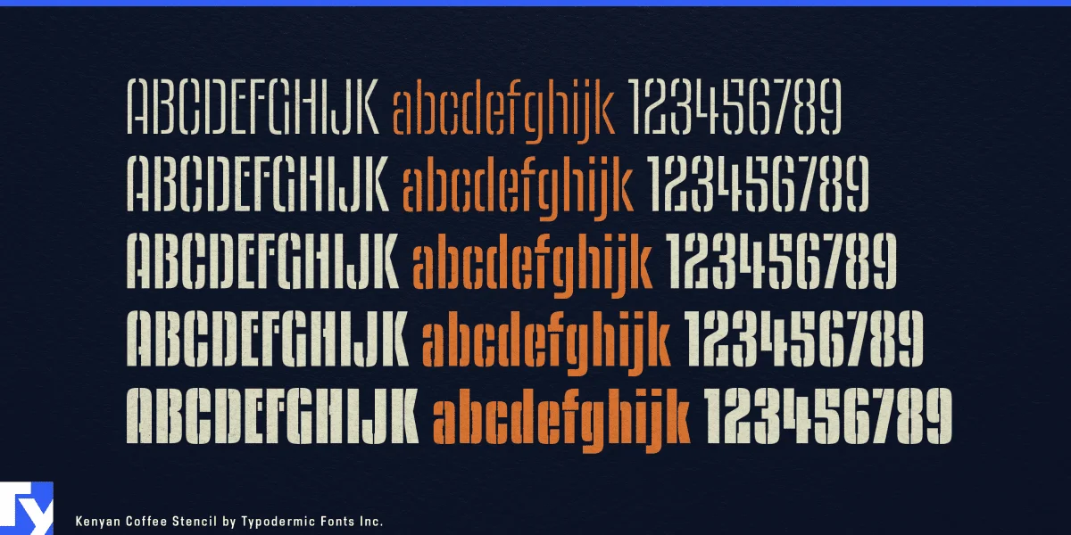 Kenyan Coffee Stencil Font preview 2