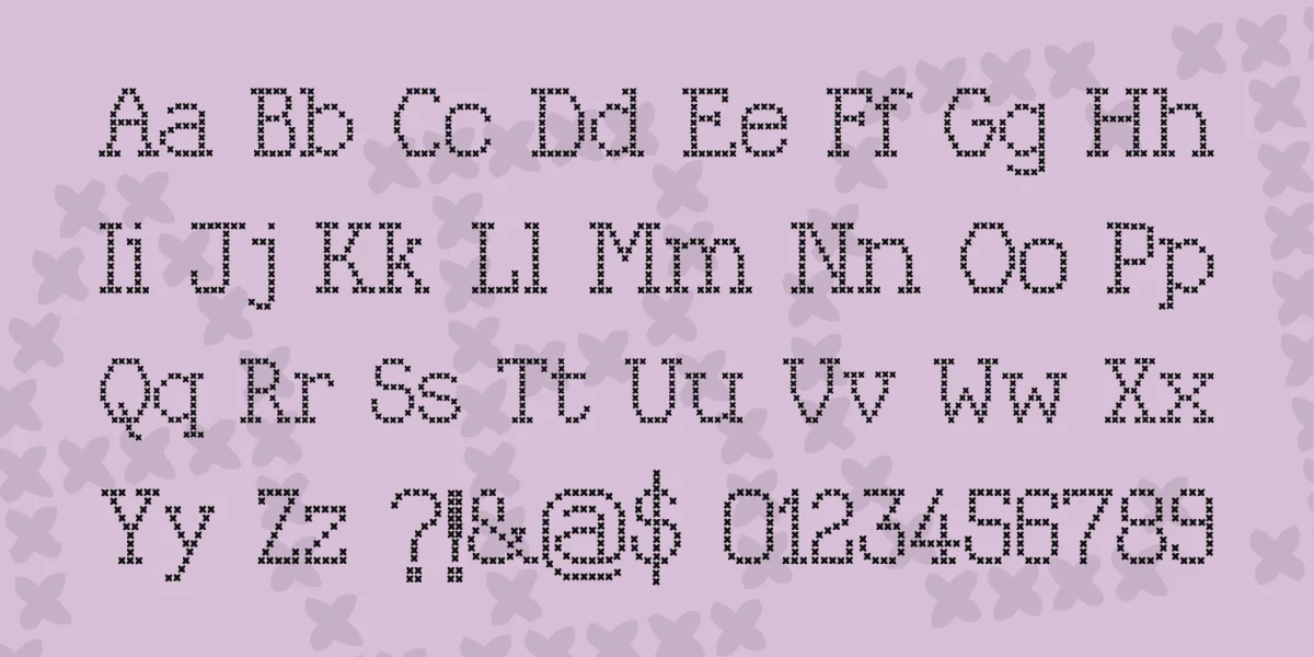 Kingthings Xstitch Font preview 3