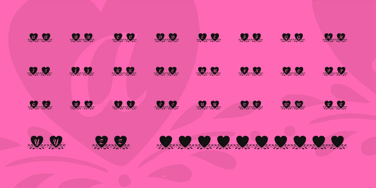 KR Amish Heart Font preview 2