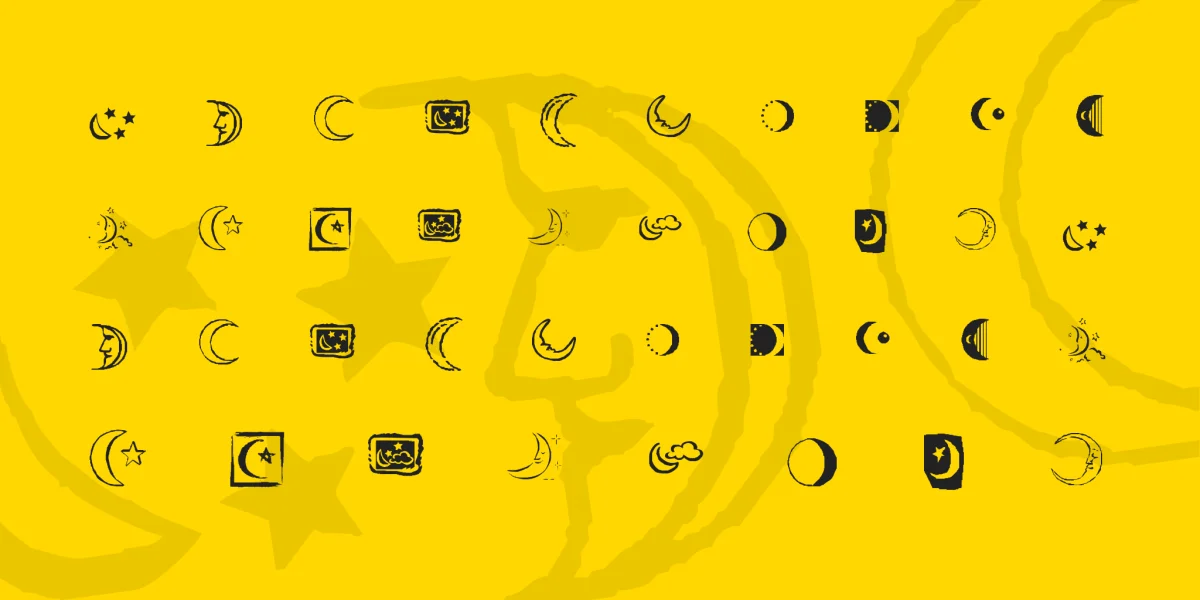 KR Crescent Moons Font