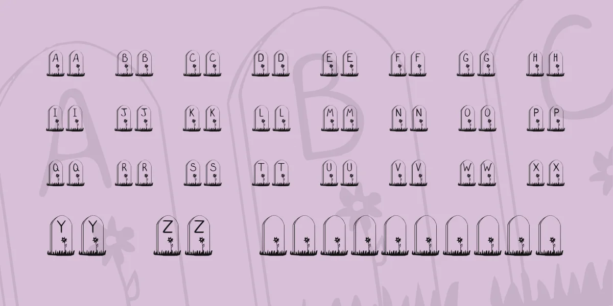 KR Gravestone Font preview 2