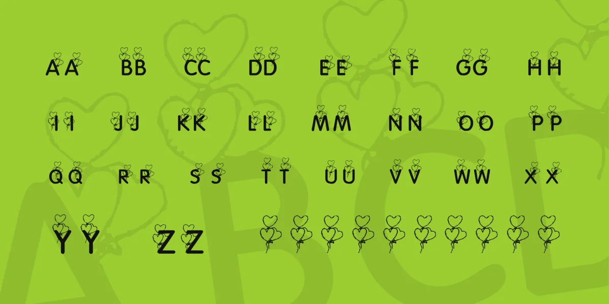 KR Heart Balloons Font preview 2
