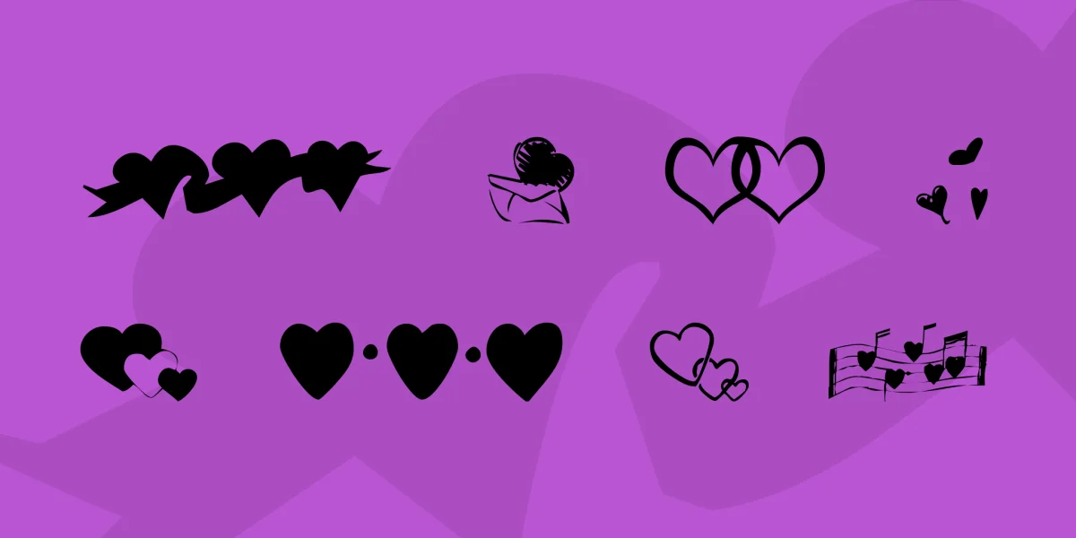 KR Hearts Along Font