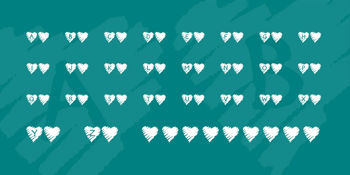 KR Scribble Heart Font preview 2