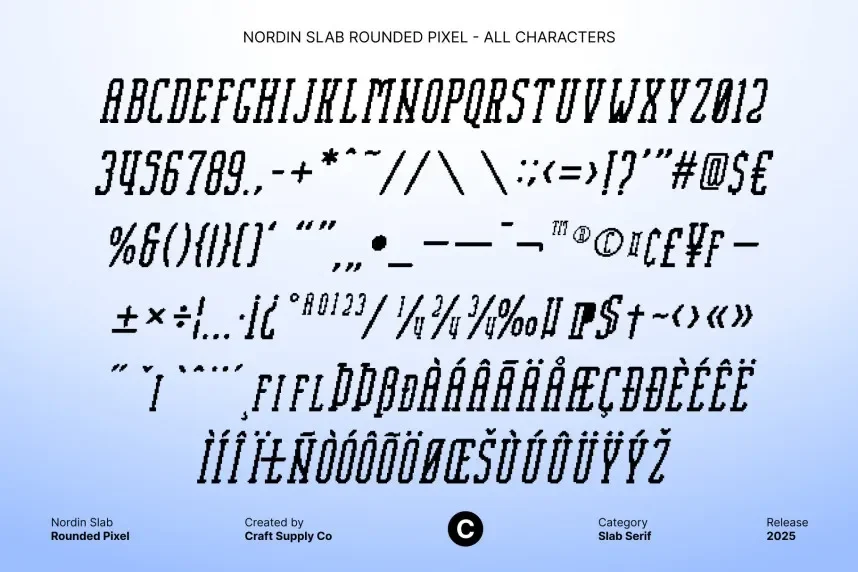 Nordin Slab Rounded Pixel Font preview 6