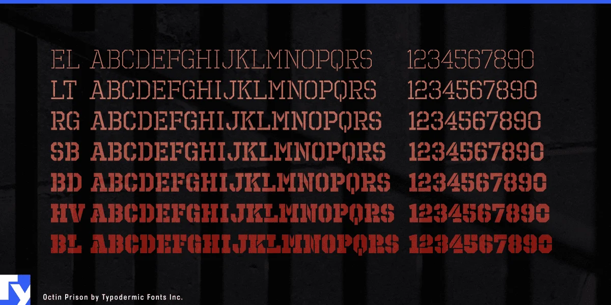 Octin Prison Font preview 3