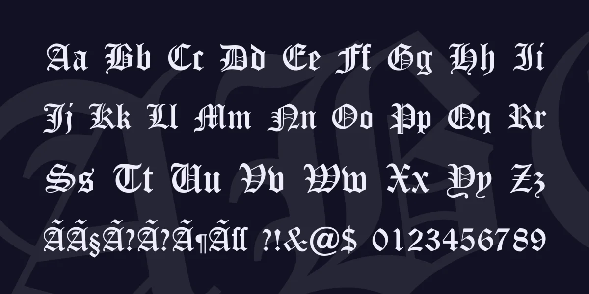 Old English Five Font preview 4