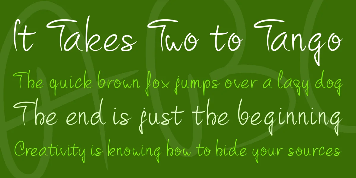 PW Curvy regular script Font preview 2