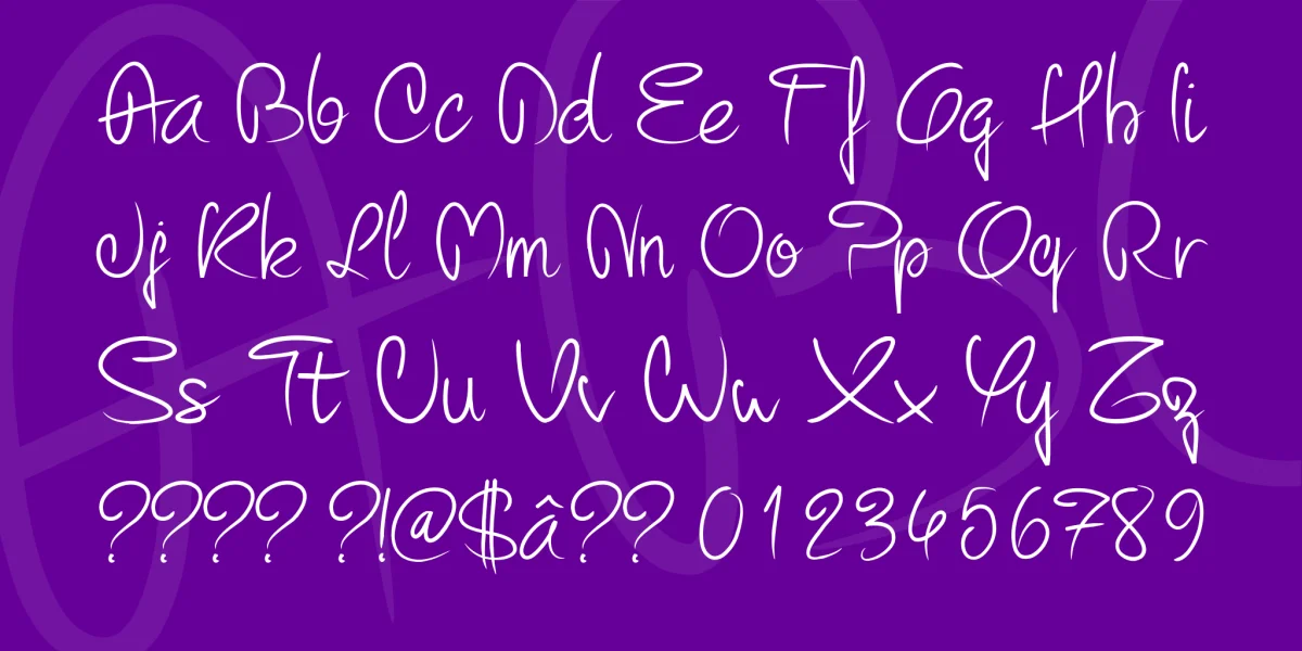 PW Curvy regular script Font preview 4