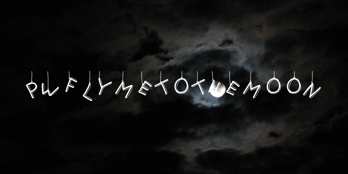 PWFlymetothemoon Font preview 2