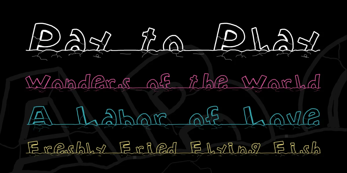 PW WORLDS END 2112 Font preview 2