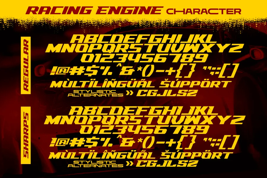 Racing Engine Font Family preview 7