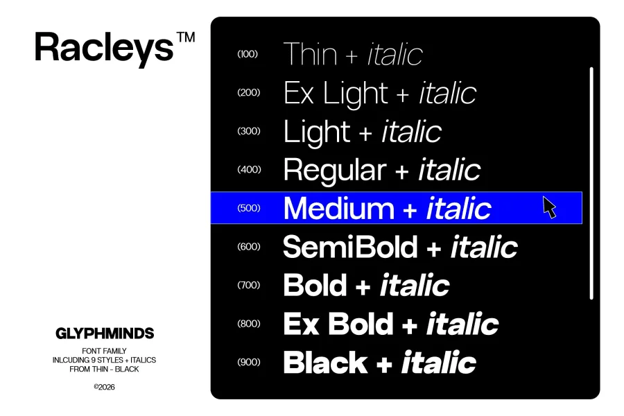 Racleys Font Family preview 2