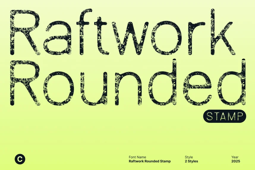 Raftwork Rounded Stamp Font