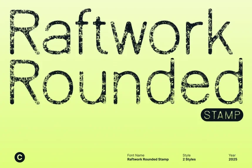 Raftwork Rounded Stamp Font preview 2
