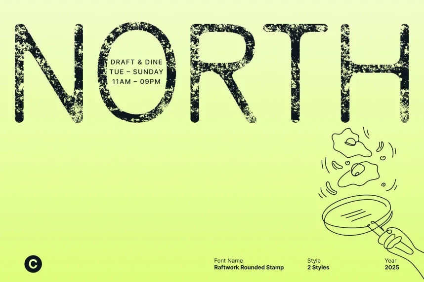 Raftwork Rounded Stamp Font preview 3