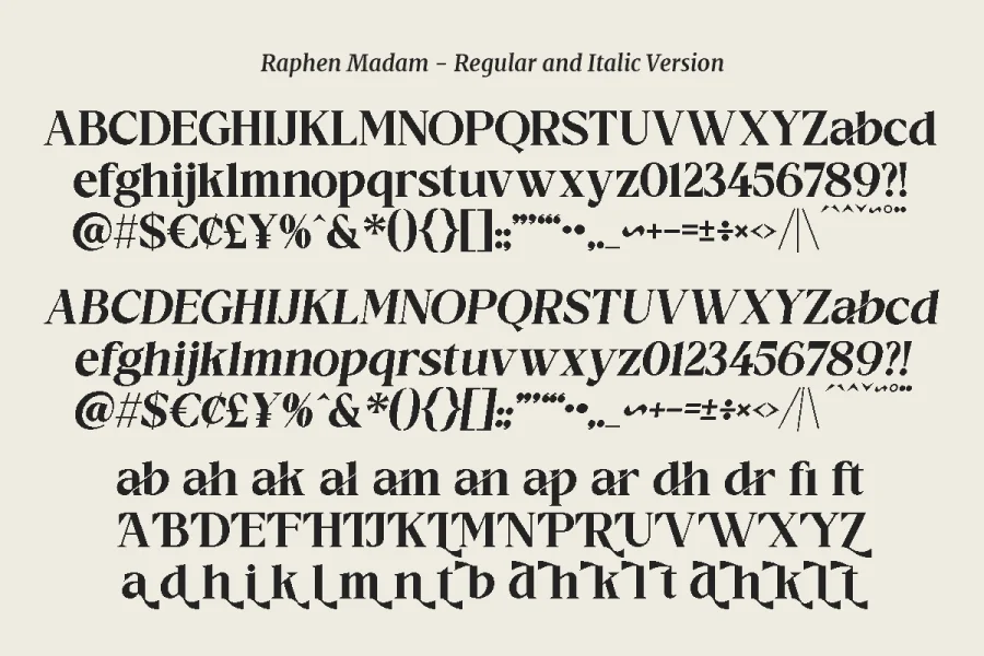 Raphen Madam DEMO Font preview 2
