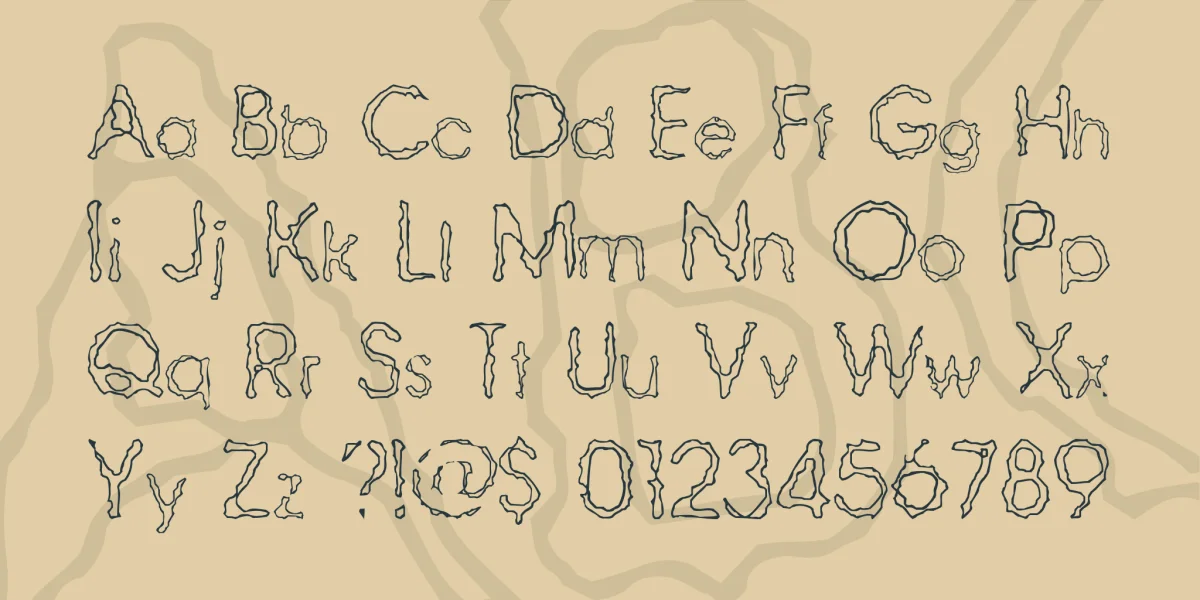 Ravaged By Years BRK Font preview 2