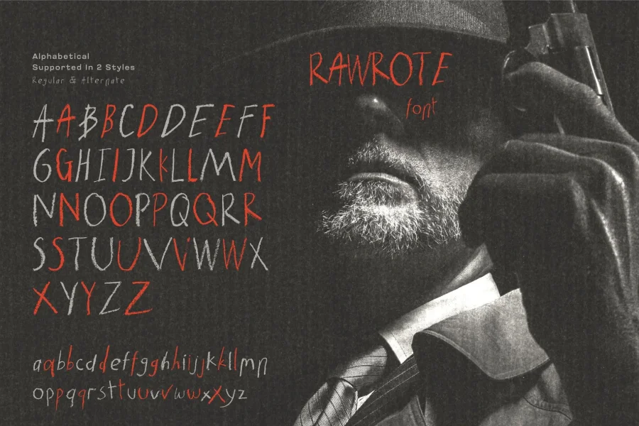 Rawrote Font preview 4