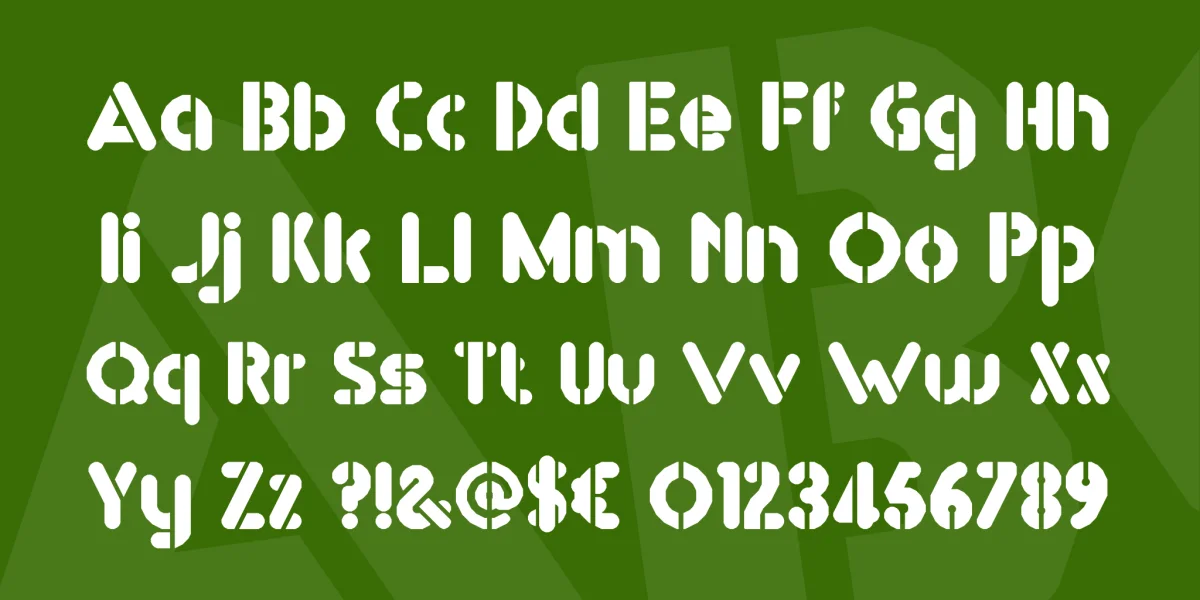 RM Playtime stencil Font preview 3