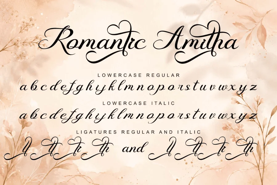 Romantic Amitha Demo Font Family preview 8